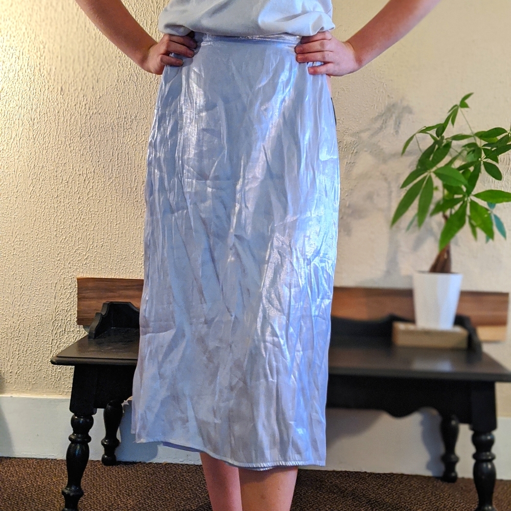 Metallic Purple Midi Skirt